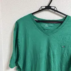 TOMMY HILFIGER グリーン Vネック Tシャツ XL