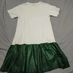 B:MING by BEAMS 半袖ワンピース ホワイト グリーン 130cm