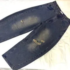 FREAK’S STORE ワイドシルエット カーブ デニムパンツ/ダメージ加工のサムネイル