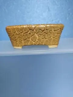 茶色い石模様の陶器製、小品盆栽鉢