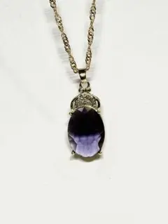 紫色オーバルカットストーンネックレス
