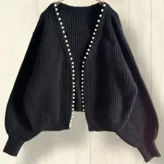今週ずっとSALE❗️wcloset パールボタンカーディガン ボレロ 黒FREE