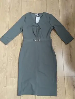H&M グリーン ラップスタイル ワンピース 七分丈　タイト