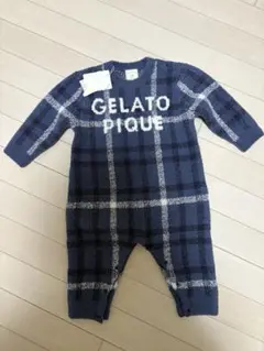 GELATO PIQUE ネイビー　チェックロンパース