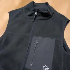ブラック フリースジップアップベスト