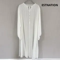 ✳︎ESTNATION シアーストライプ ロングワンピース 羽織り 日本製 夏 Ｆのサムネイル