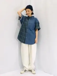 GU デニムバルーンアンクルパンツ ホワイト 男女兼用 XL