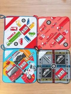 希少　TOMY赤ロゴ　トミカ ハンカチ マップセット　4台　未開封保管品 トミカ ループ付タオル4枚 タオルハンカチ 4枚セット - メルカリ