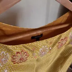 TOCCA イエロー ノースリーブ ワンピース　花柄刺繍