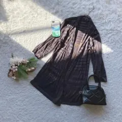 【バナナリパブリック】 (M) ロングカーディガン 薄手ニット ボーダー 羽織り