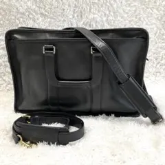 【極美品】 コーチ ビジネスバッグ オールレザー 2way ブリーフケース 黒