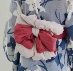 新品　Chico 浴衣用帯 兵児帯 レッド バイカラーのサムネイル