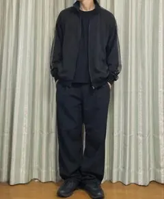 【着回し抜群】Halham ハルハム トラックジャケット ジャージ 黒 Lのサムネイル