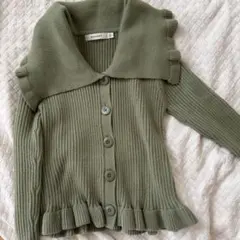 moussy フリル付きカーディガン オリーブグリーンのサムネイル