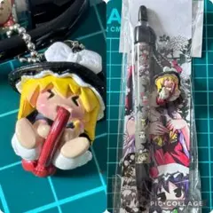 東方project ボールペン　霧雨魔理沙　マスコットキーホルダー付き