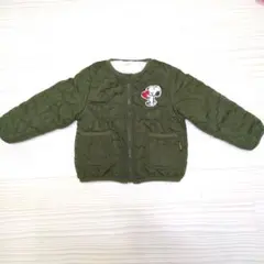 スヌーピー キルティングジャケット ブルゾン 裏起毛 グリーン 100cm