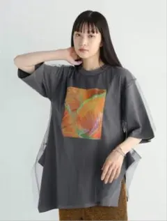 AULA AILA アウラアイラ プリント 2wayチュール付きオーバーTシャツのサムネイル