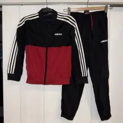 adidas 上下セット ウインドブレーカー 赤　黒　ストライプ アディダス
