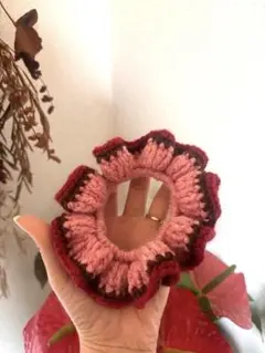 ハンドメイド　編み物　シュシュ