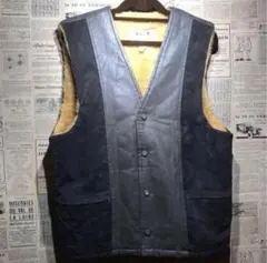 極美品 Pherrow's フェローズ カウハイド レザーベスト ショールカラー