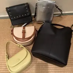 ショルダーバッグセット（黒・黄緑・ベージュ）