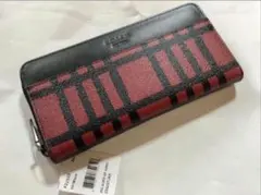 ※お値下げしました※【新品未使用】COACH 長財布 (レッド／チェック柄)