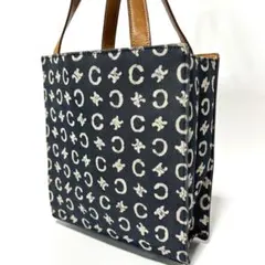 セリーヌ　ミニハンドバッグ　デニム　Cマカダム　自立型　キャンバス　レザー