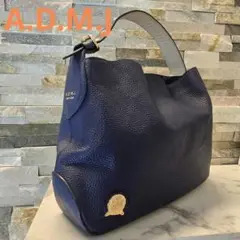 ADMJ　トートバッグ　ハンドバッグ　ショルダーバッグ　レザー　ネイビー　紺