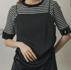 クルーネックリンガーボーダーTシャツ(5分袖)のサムネイル