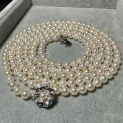 【超ロング124cm テリ抜群】あこや真珠 ネックレス SV 6.2-6.5mm