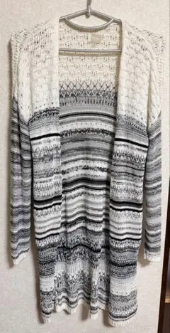 ROXY 長袖カーディガン L/G ホワイト・ブラック