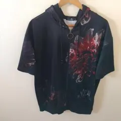 Nier Clothing 半袖ジップアップパーカー F ブラック 花柄 メンズのサムネイル