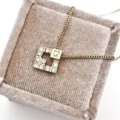 GIVENCHY ジバンシィ ネックレス 菱形　ラインストーン　ゴールド