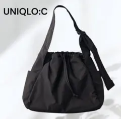 美品 UNIQLO:C ブラック ソフトパフィーショルダーバッグ 男女兼用