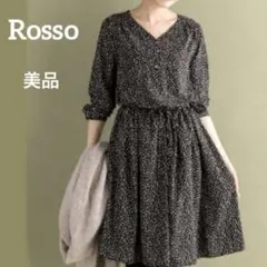 アーバンリサーチロッソ　ワンピース　パフスリーブ　ドット　金ボタン　リボン