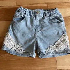 レース装飾付きデニムハーフパンツ　130