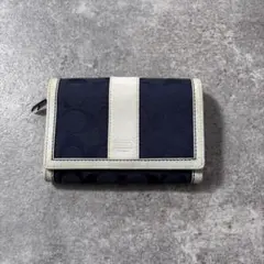 COACH 二つ折り財布 シグネチャー キャンバス レザー 小銭入れ コイン
