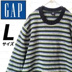 ★一点物★ GAP ギャップ ウール ニット マルチ ボーダー クルーネック L