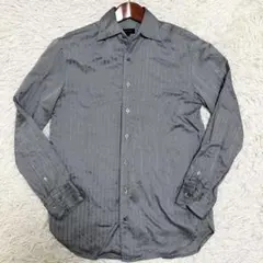 美品✨ジョゼフオム 長袖シャツ ストライプ ヘリンボーン グレー 細身 コットンのサムネイル