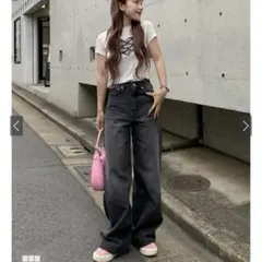 【タグ付き】 GRL ハイウエストワイドデニムパンツ[cu511] xs