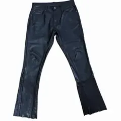 mnml コーティングデニム レザー フレアデニムパンツ ブラック 29 