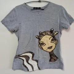 KAYO AIBA アイバカヨ アップリケ 刺繍 Tシャツ グレー 2 Mアート
