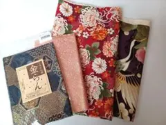 和柄生地4枚セット 鶴　菊　金蘭