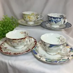 花柄ティーカップ・ソーサーセット4個
