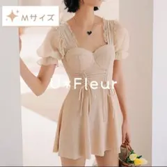 ワンピース水着 Mサイズ ライトベージュ 可愛い スイムウェア レディース 萌え