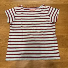 120 デニム＆ダンガリー　ボーダーTシャツ　水色×えんじのサムネイル