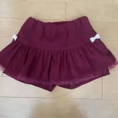 プティマイン　90サイズ　キュロットスカート　赤　インナーパンツ