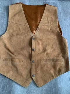 ブラウン スエード ベスト サテン裏地