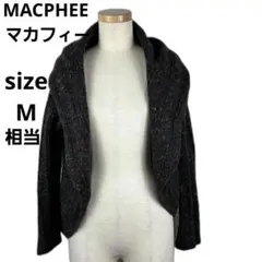 MACPHEE ニットカーディガン ダークグレー×カラフル　毛100％　 M