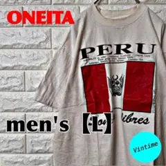 AH151【ONEITA】プリントTシャツ【メンズL】ホワイト